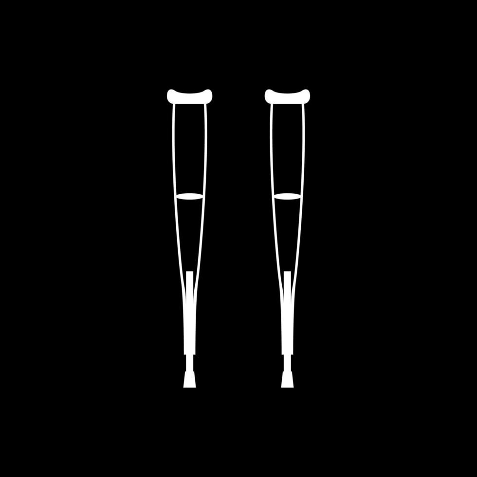 Pair of crutches it is white icon . vector