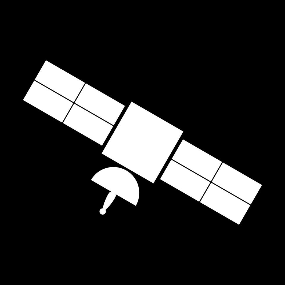 icono de color blanco del satélite. vector