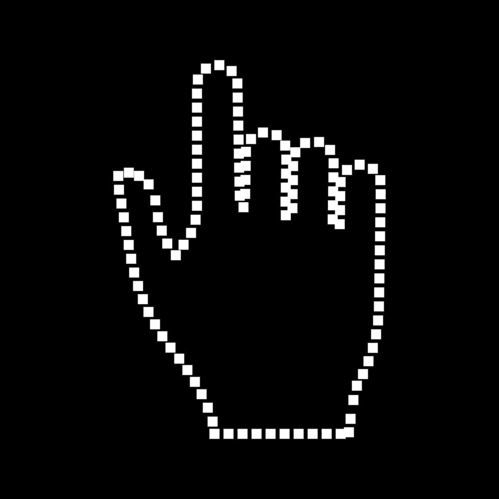 Pixel hand it is white icon . vector