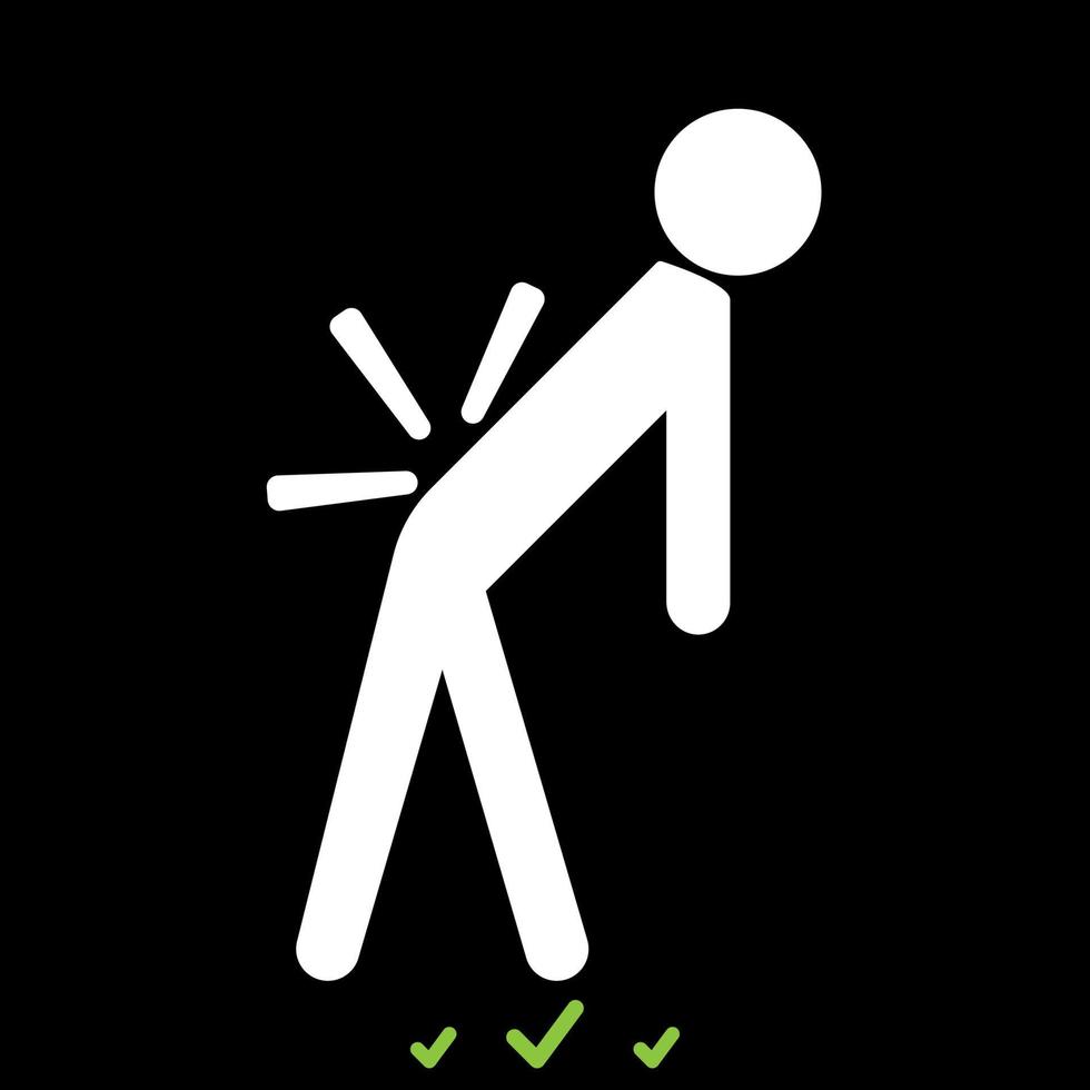 Man a with sick back . Backache it is white icon . vector