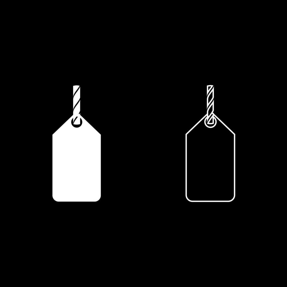 Label on the rope icon set white color illustration flat style simple image vector