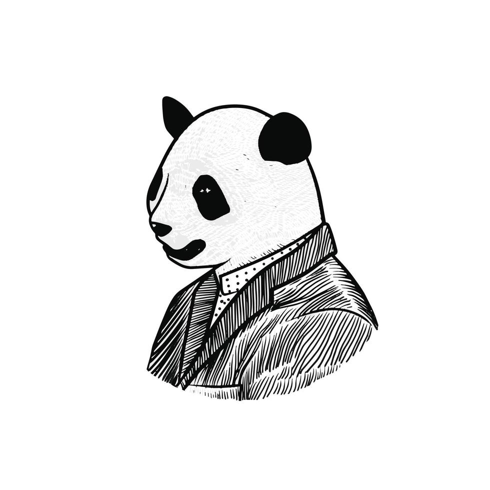 illustration of panda dressed as human on white background vector