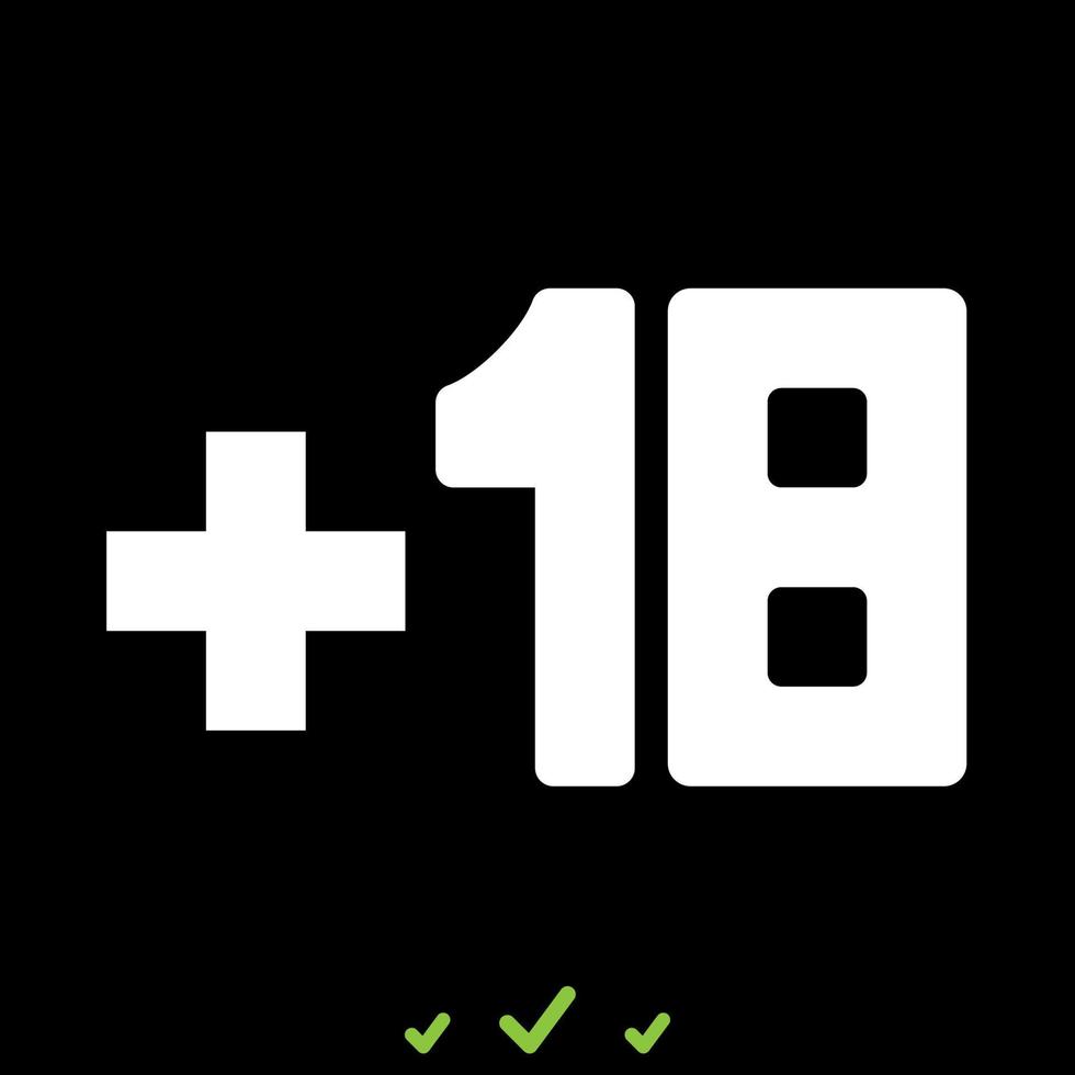 Plus eighteen 18 it is white icon . vector