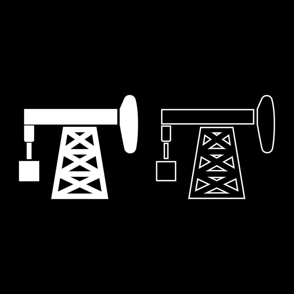 Petroleum pump icon set white color illustration flat style simple image vector