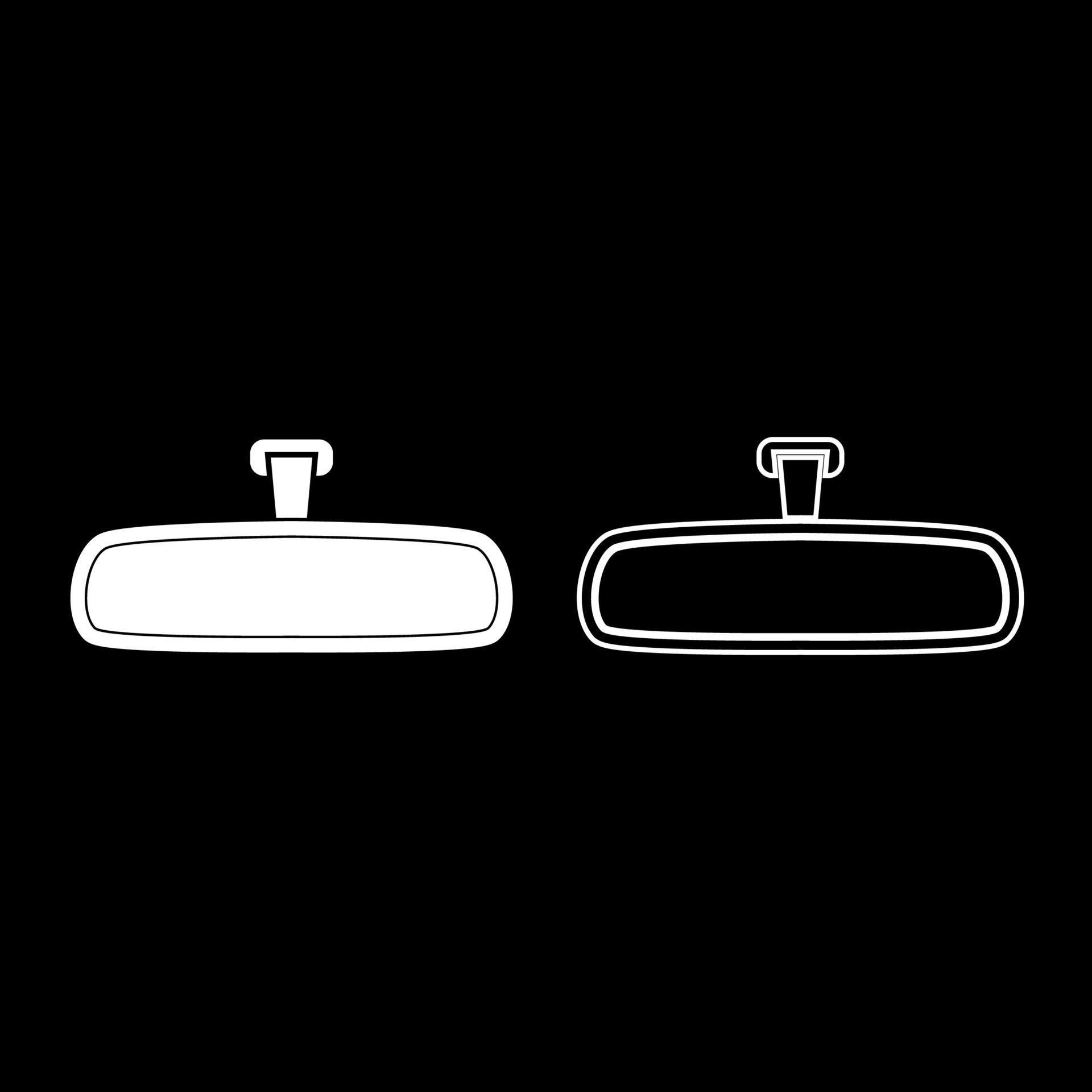 Rear view mirror icon set white color illustration flat style simple
