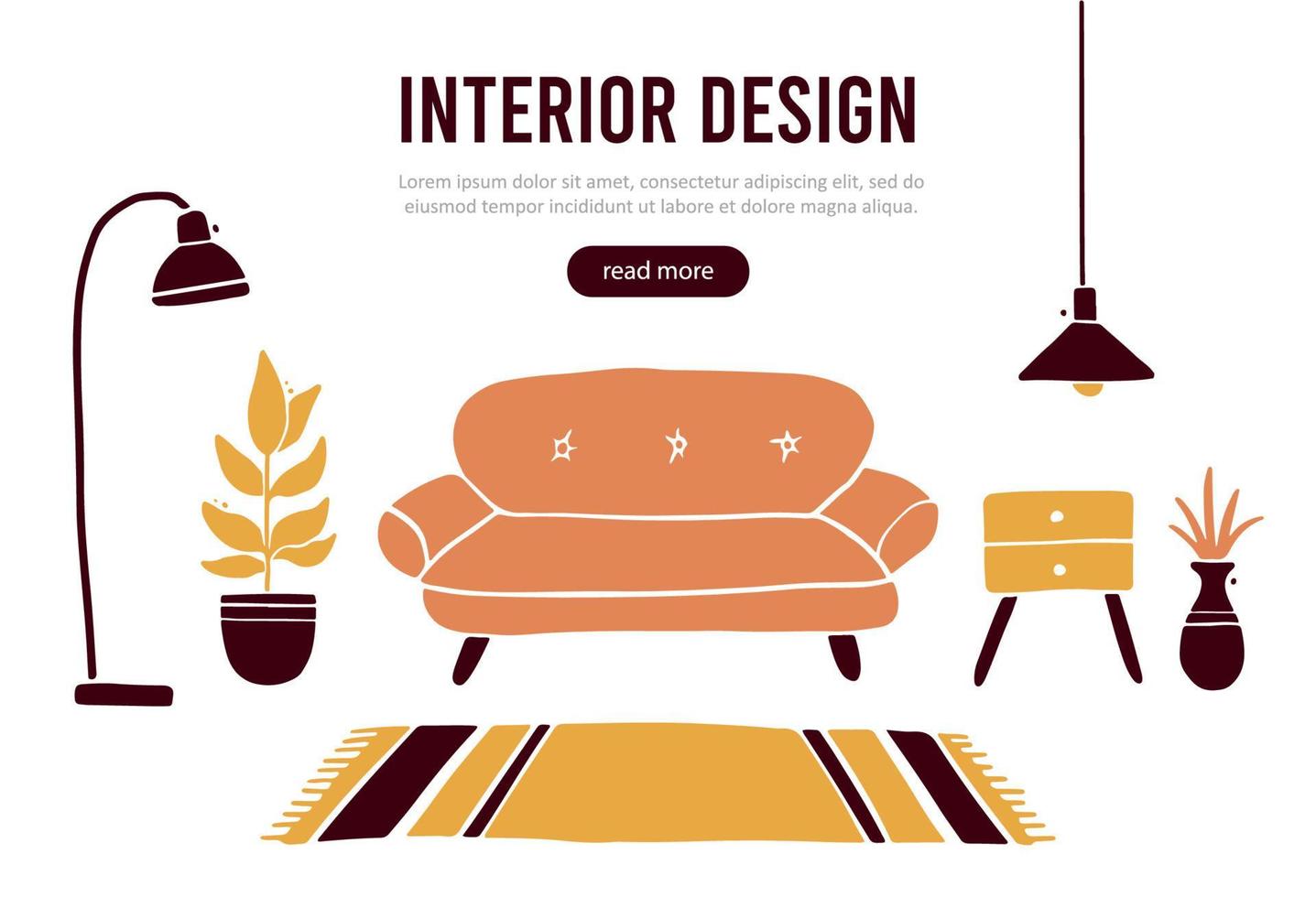 Banner template of living room furniture vector