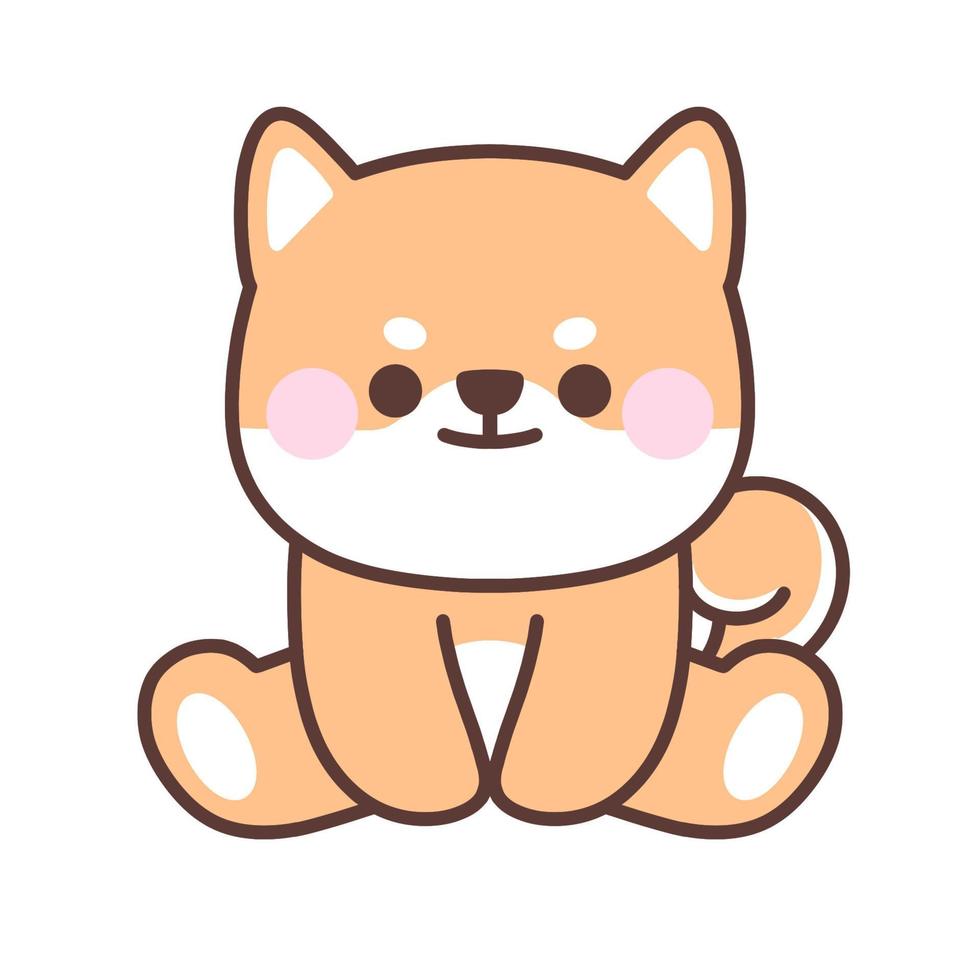 Cute shiba inu dog sitting.Animal cartoon character design.Vector ...