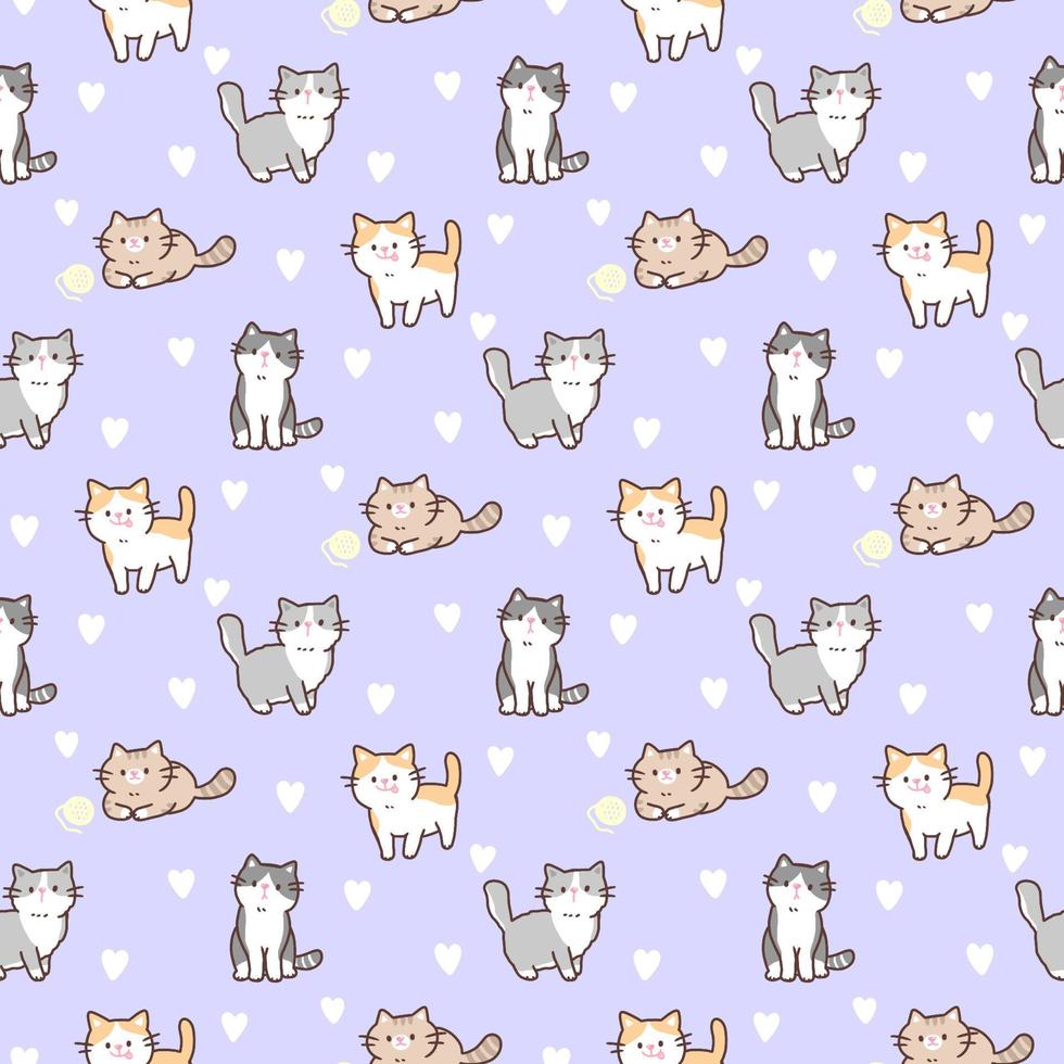 Seamless pattern of cute cartoon cat illustration design on purple  background. 5298806 Vector Art at Vecteezy