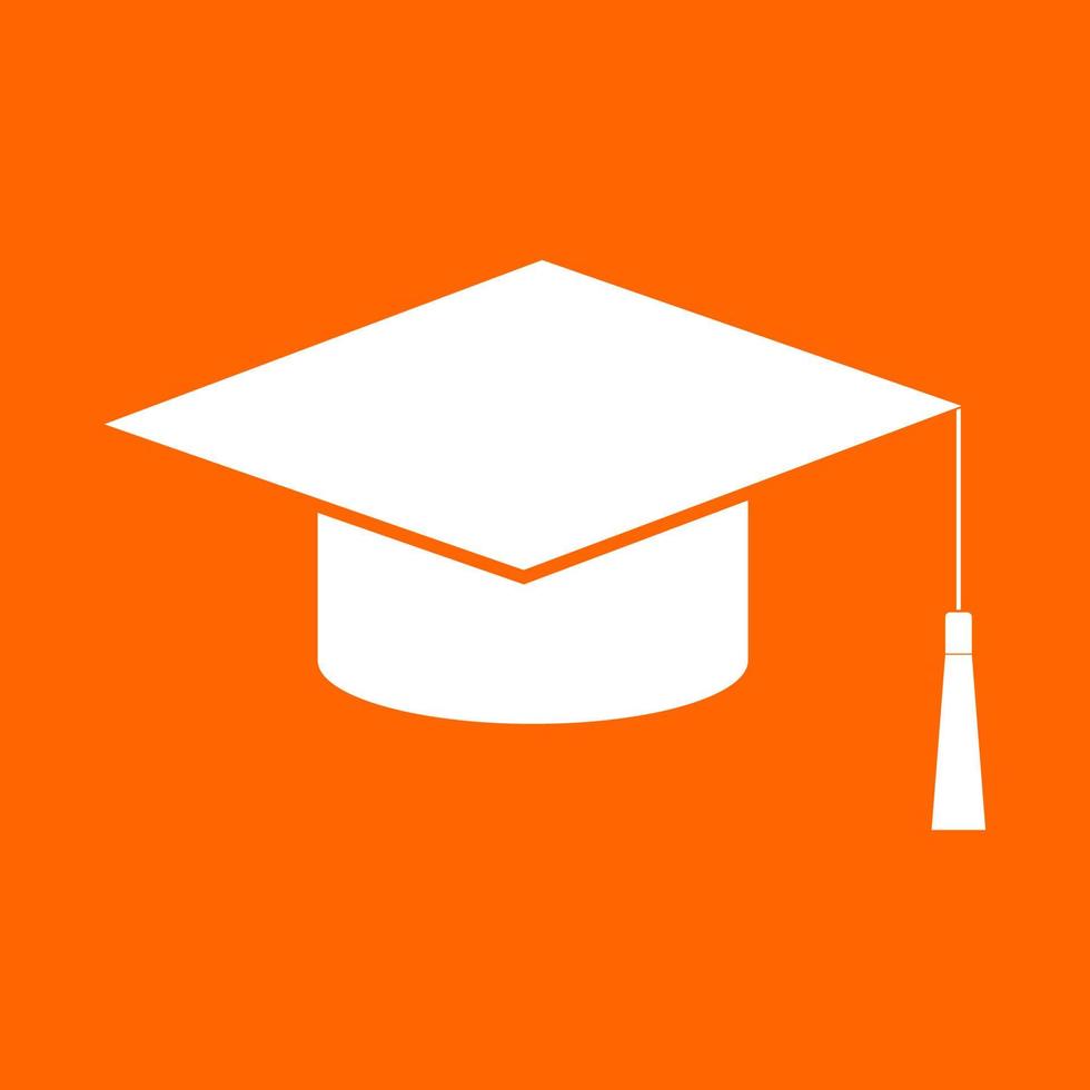Graduation cap white icon . vector