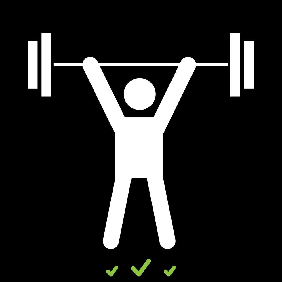 Man uping weight it is white icon . vector