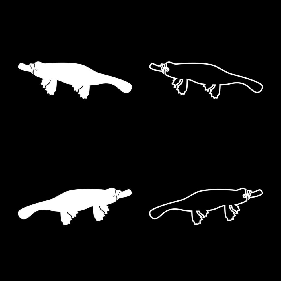 Platypus or duckbill icon set white color illustration flat style simple image vector