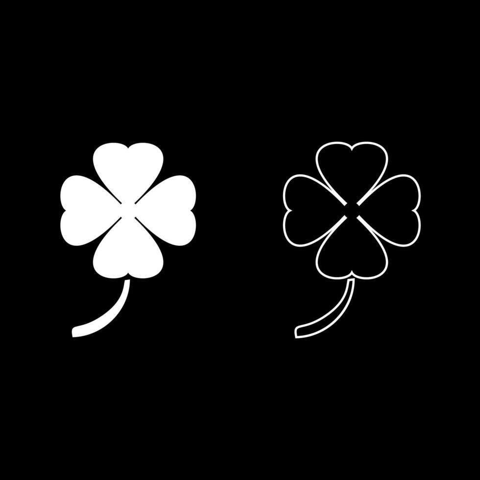 Clover icon set white color illustration flat style simple image vector