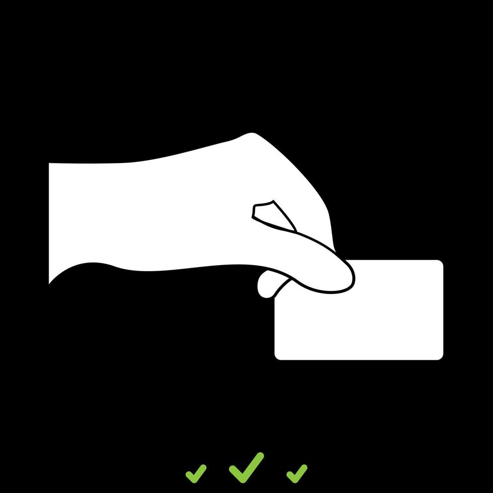 Hand give electronic card it is white icon . vector