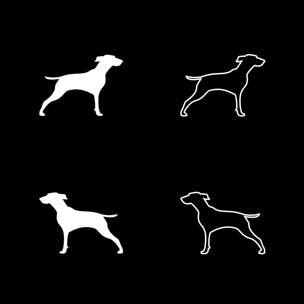 perro cazador o gundog conjunto de iconos color blanco ilustración estilo plano simple imagen vector