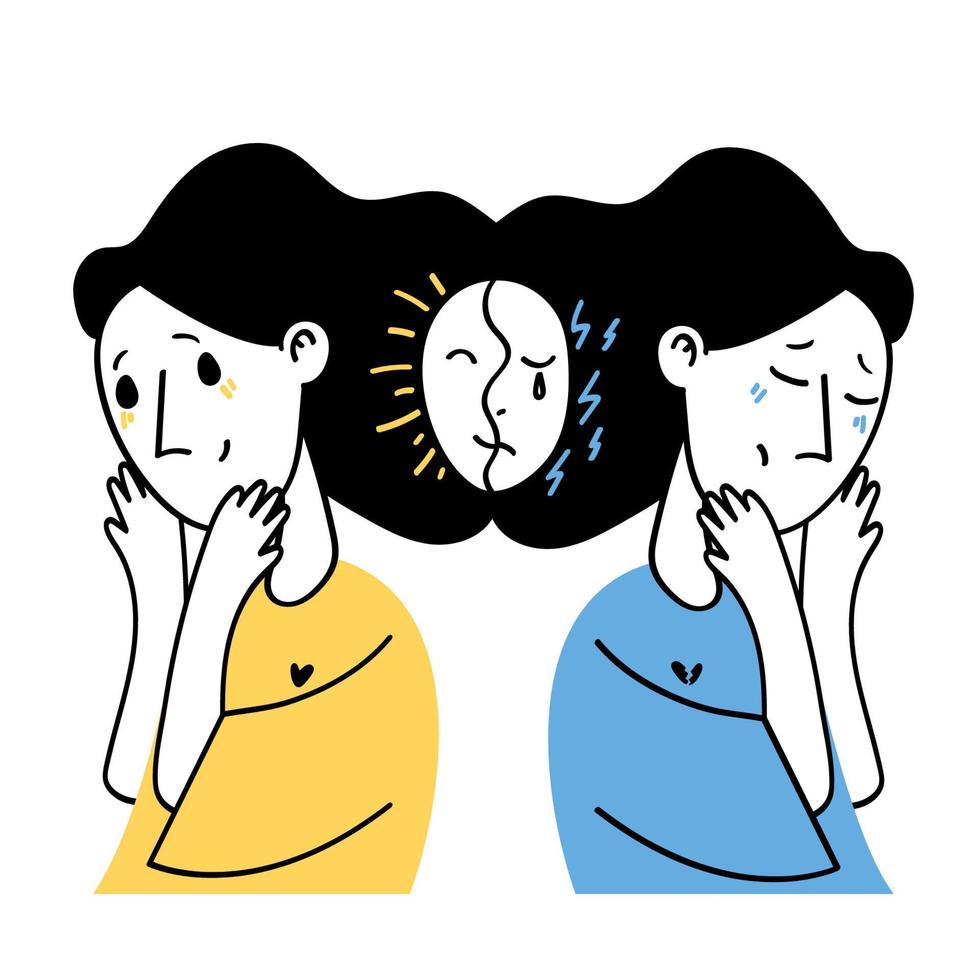 Bipolar disorder. Optimism and Pessimism vector
