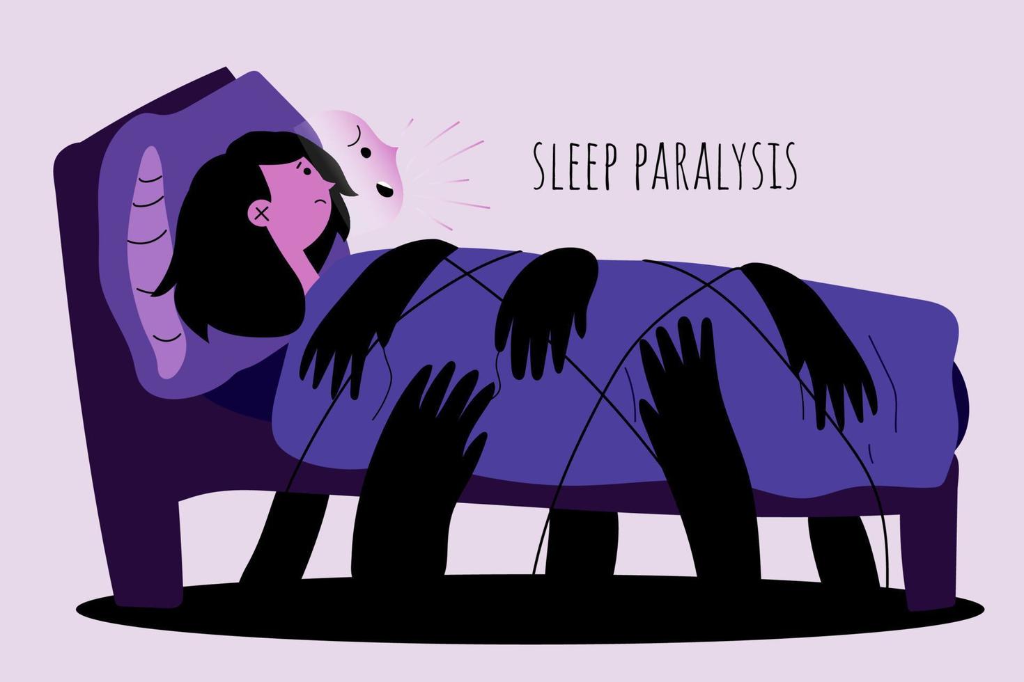 Sleep Paralysis The Girl Cannot Move And Screams Due To Sleep Paralysis 5299052 Vector Art At