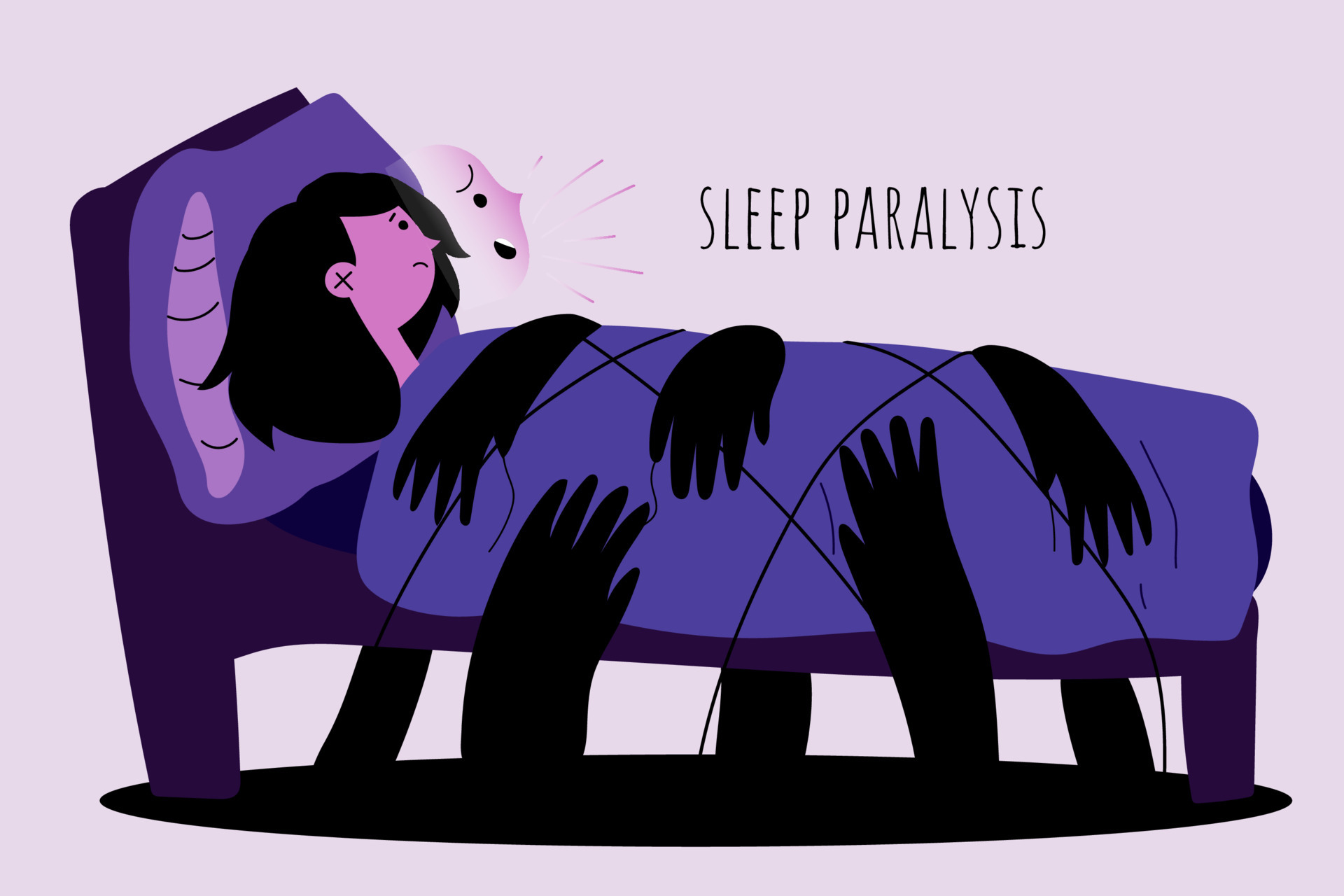 Sleep paralysis. The girl cannot move and screams due to sleep