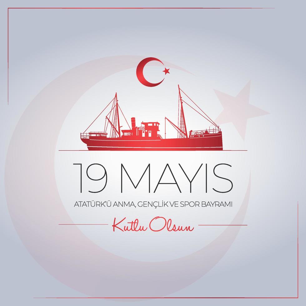 19 Mayis Ataturk'u Anma, Genclik ve Spor Bayrami. May 19 Commemoration of Ataturk, Youth and Sports Day. vector