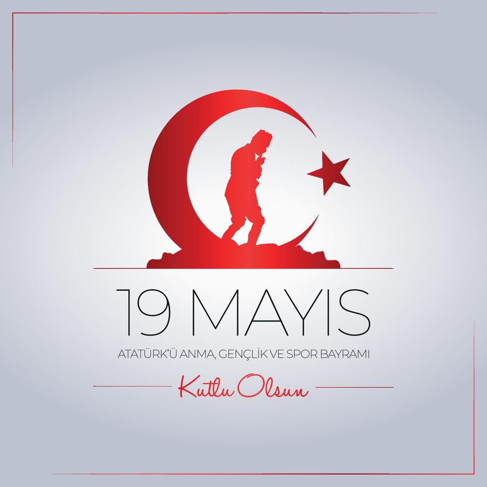 19 mayis ataturk'u anma, genclik ve spor bayrami. 19 de mayo conmemoración de ataturk, día de la juventud y el deporte. vector