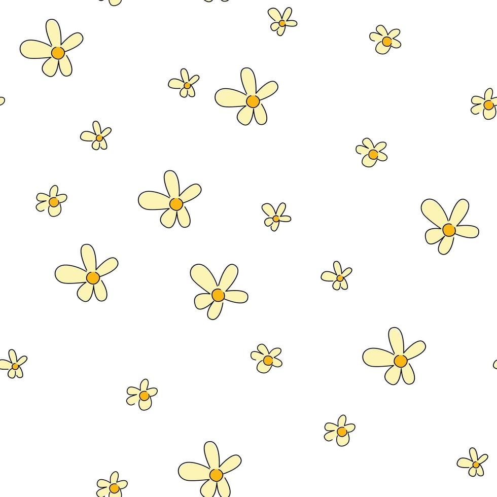 Yellow daisy flowers on white background vector flower seamless pattern for  minimalist design. 5299149 Vector Art at Vecteezy