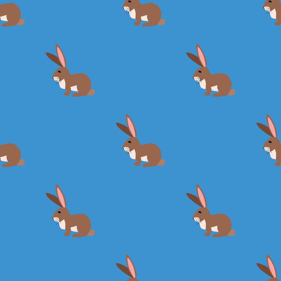 Seamless vector pattern with hares, chinchilla and guinea pig on a dark green background.