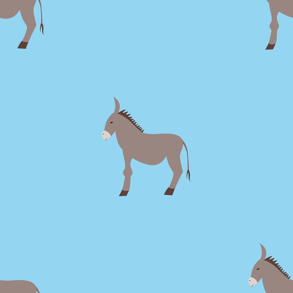 patrón de vector transparente con burros sobre un fondo azul.