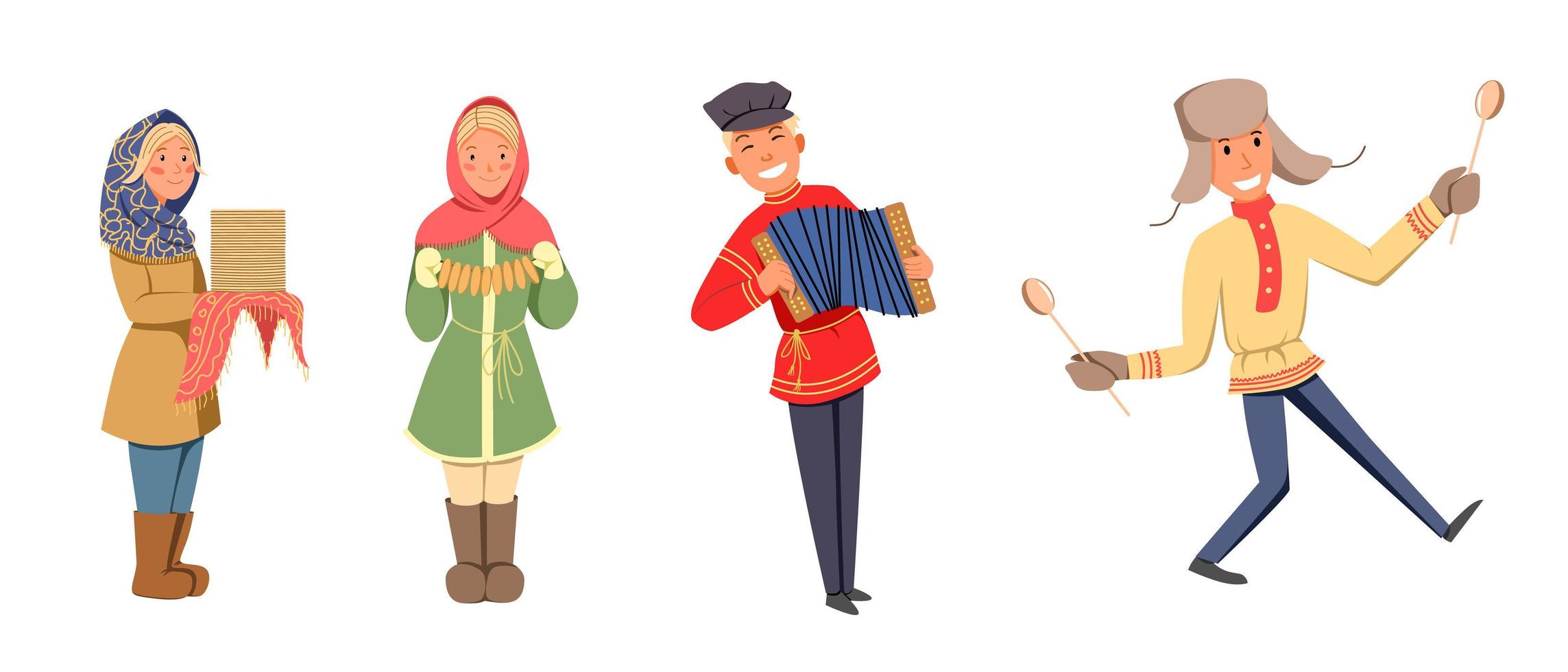 A set of characters for the Maslenitsa holiday. vector