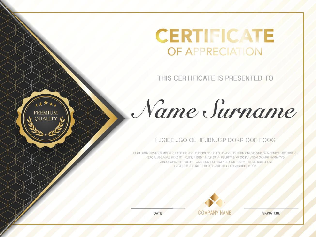 diploma certificate template red and gold color with luxury and modern style vector image, suitable for appreciation.  Vector illustration