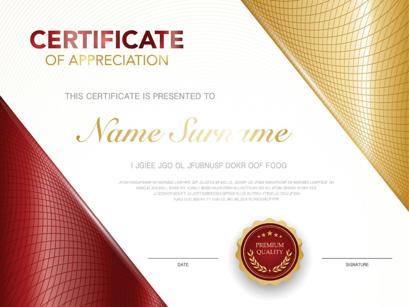 diploma certificate template red and gold color with luxury and modern style vector image