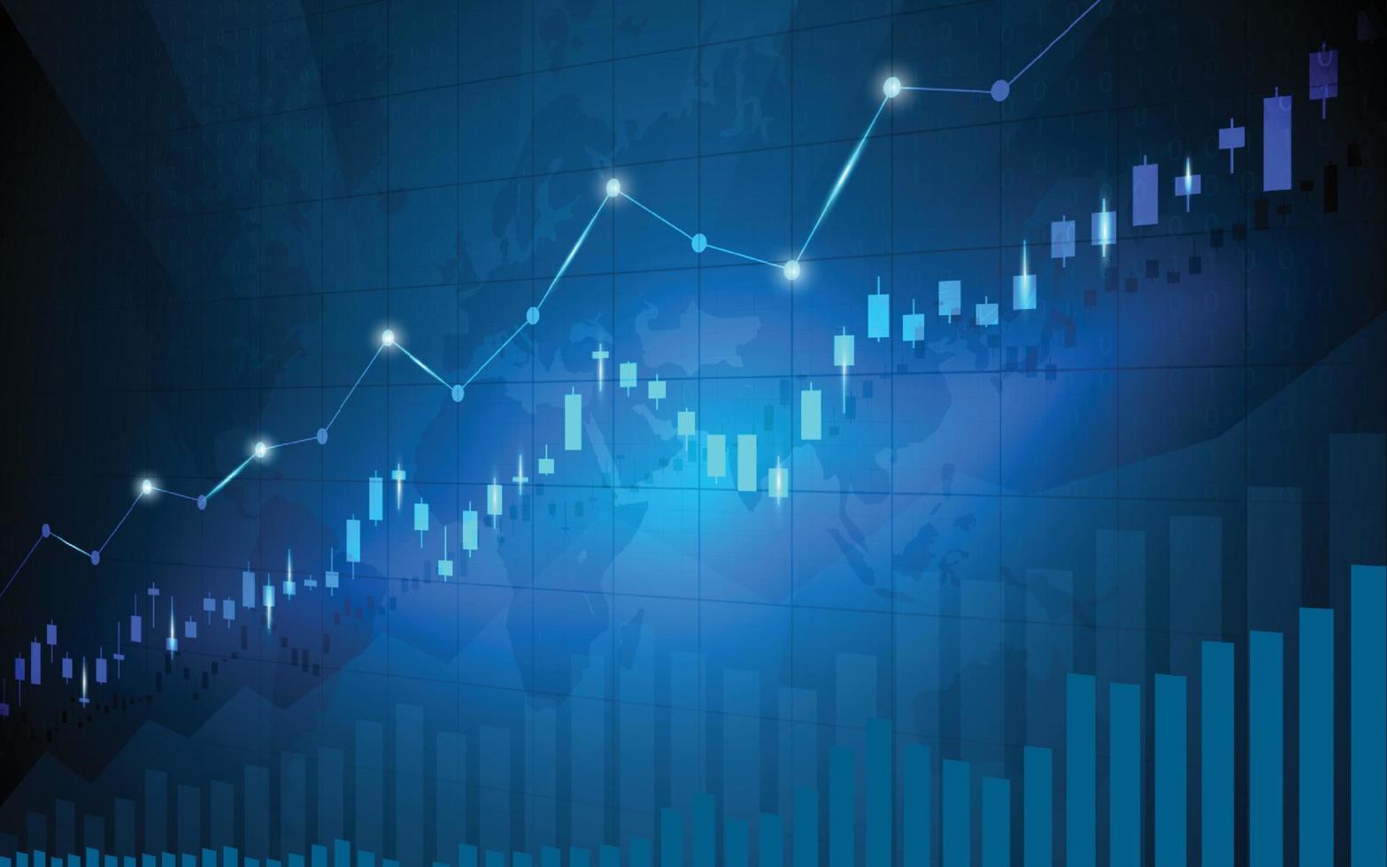 gráfico del mercado de valores financiero sobre el comercio de inversiones en el mercado de valores, punto alcista, punto bajista. tendencia del gráfico para la idea de negocio y todo el diseño de obras de arte. ilustración vectorial vector