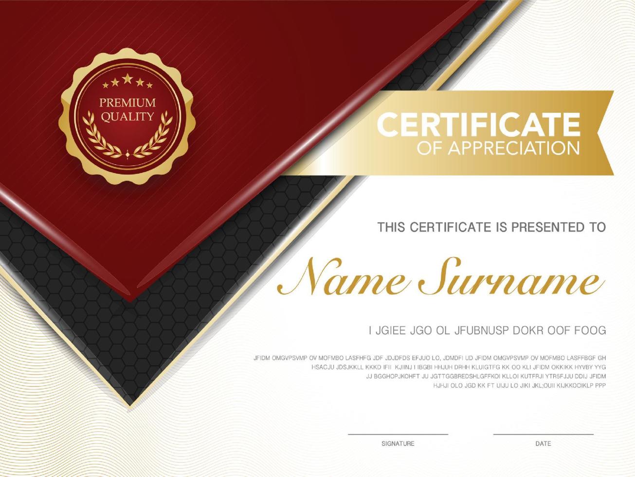 diploma certificate template red and gold color with luxury and modern style vector image