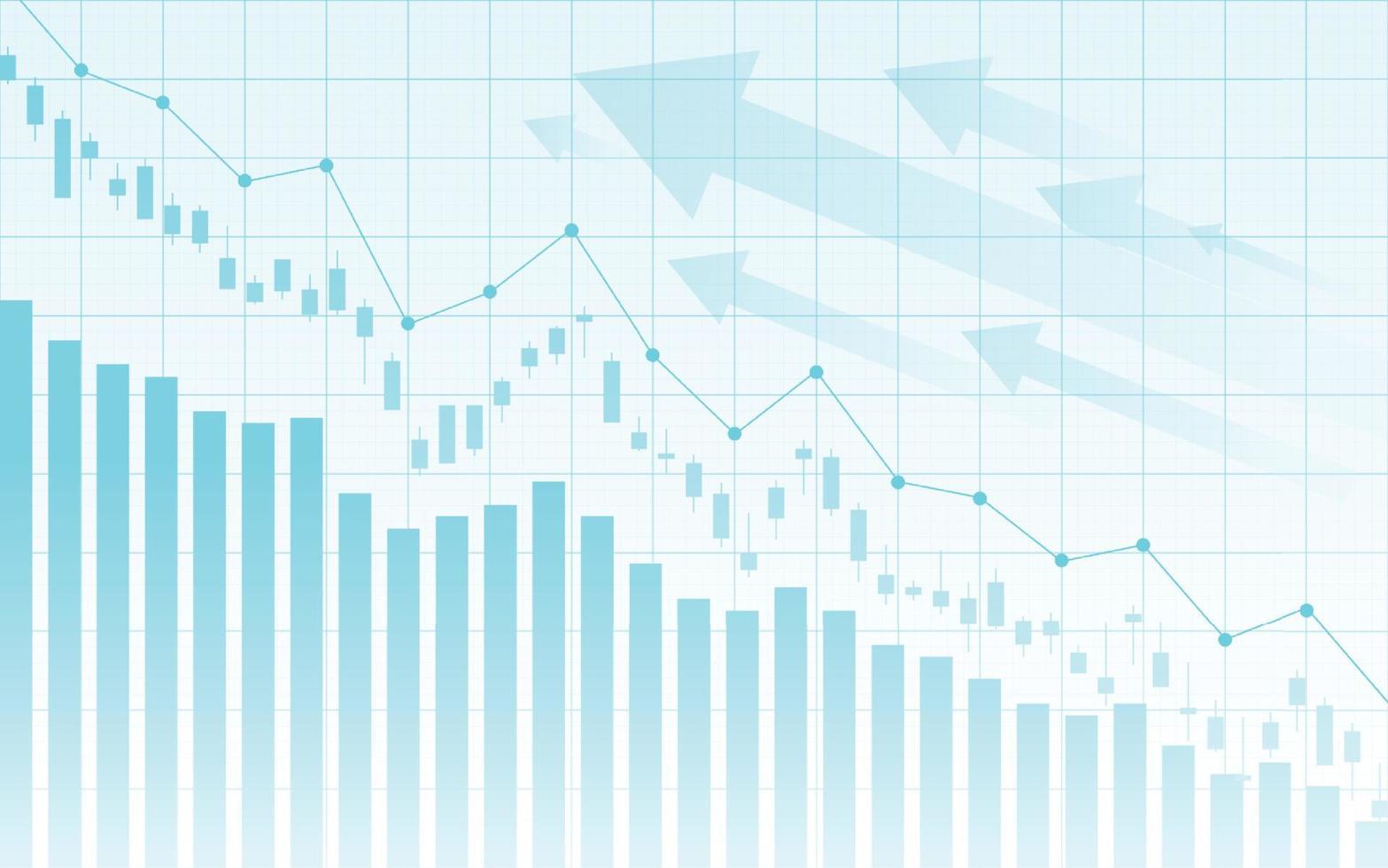 gráfico del mercado de valores financiero sobre el comercio de inversiones en el mercado de valores, punto alcista, punto bajista. tendencia del gráfico para la idea de negocio y todo el diseño de obras de arte. ilustración vectorial vector