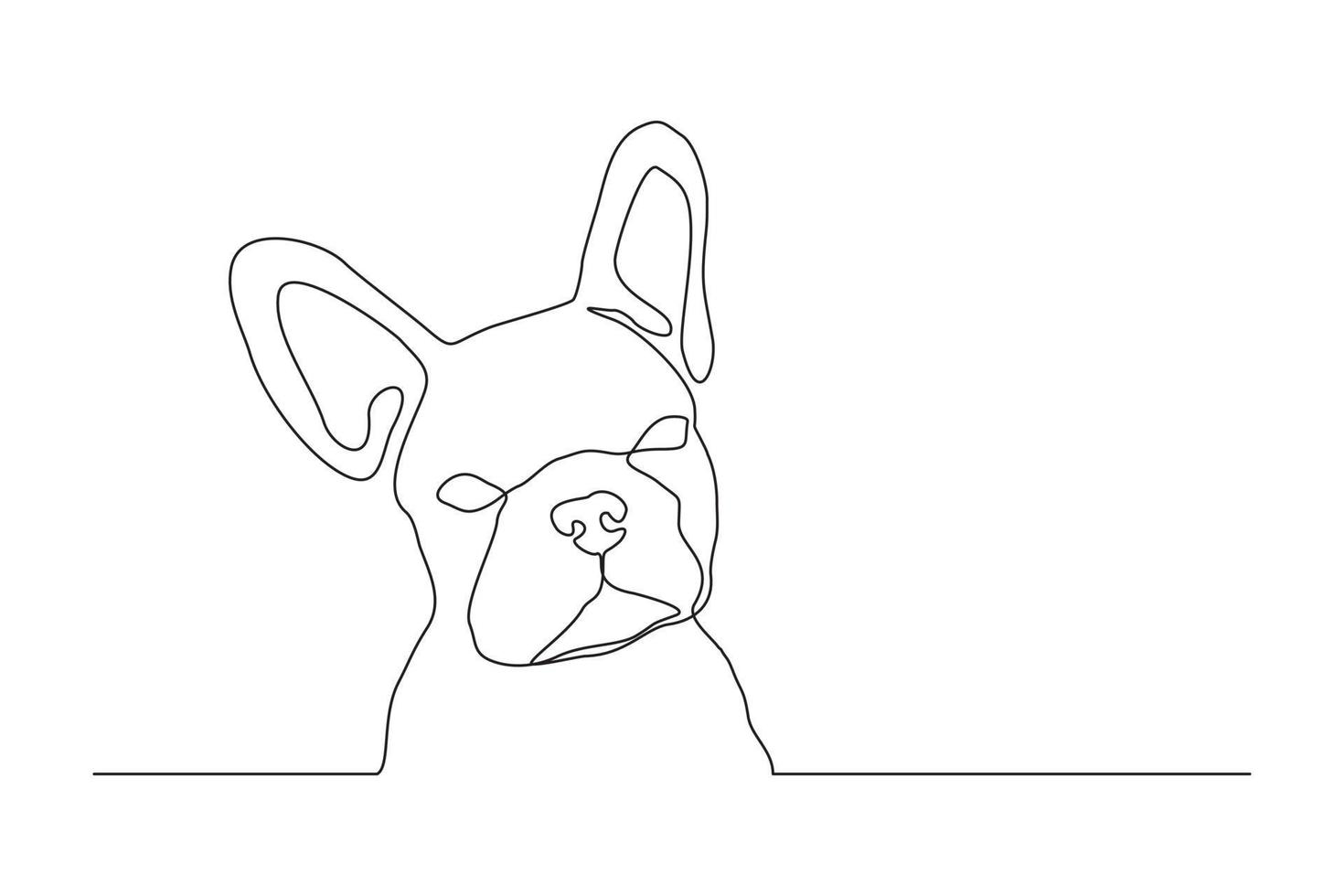 Continuous line drawing of happy pet dog portrait. Single one line art of cute head dog. Vector illustration