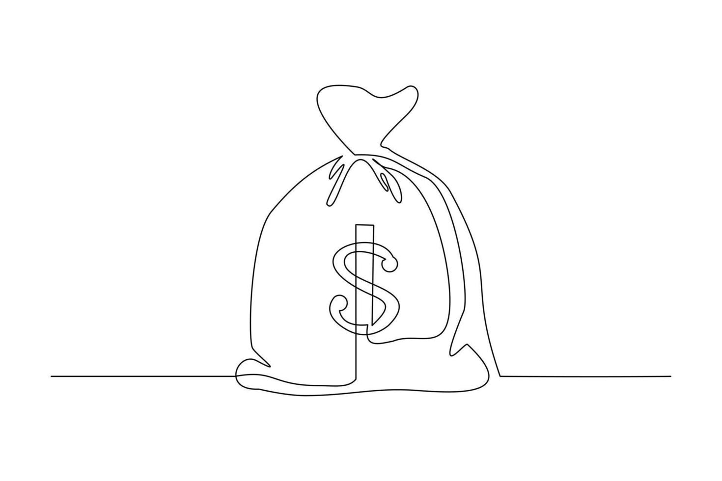 dibujo de línea continua de bolsa de dinero. Arte de una sola línea de finanzas, almacenamiento de dinero bancario e inversión. ilustración vectorial vector