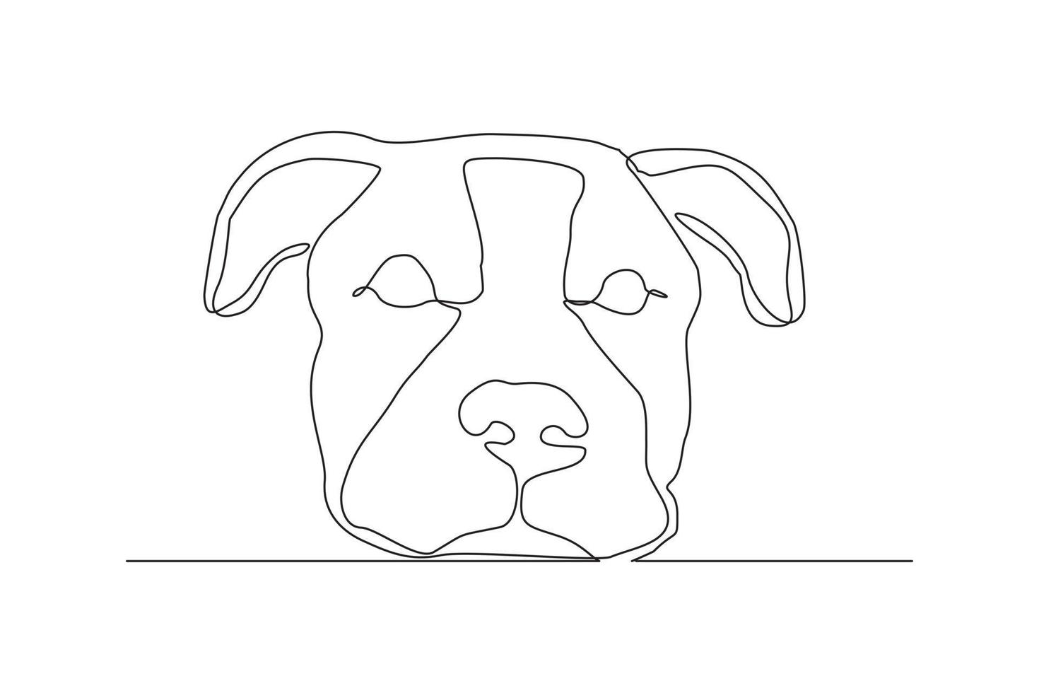 Continuous line drawing of happy pet dog portrait. Single one line art of cute head dog. Vector illustration