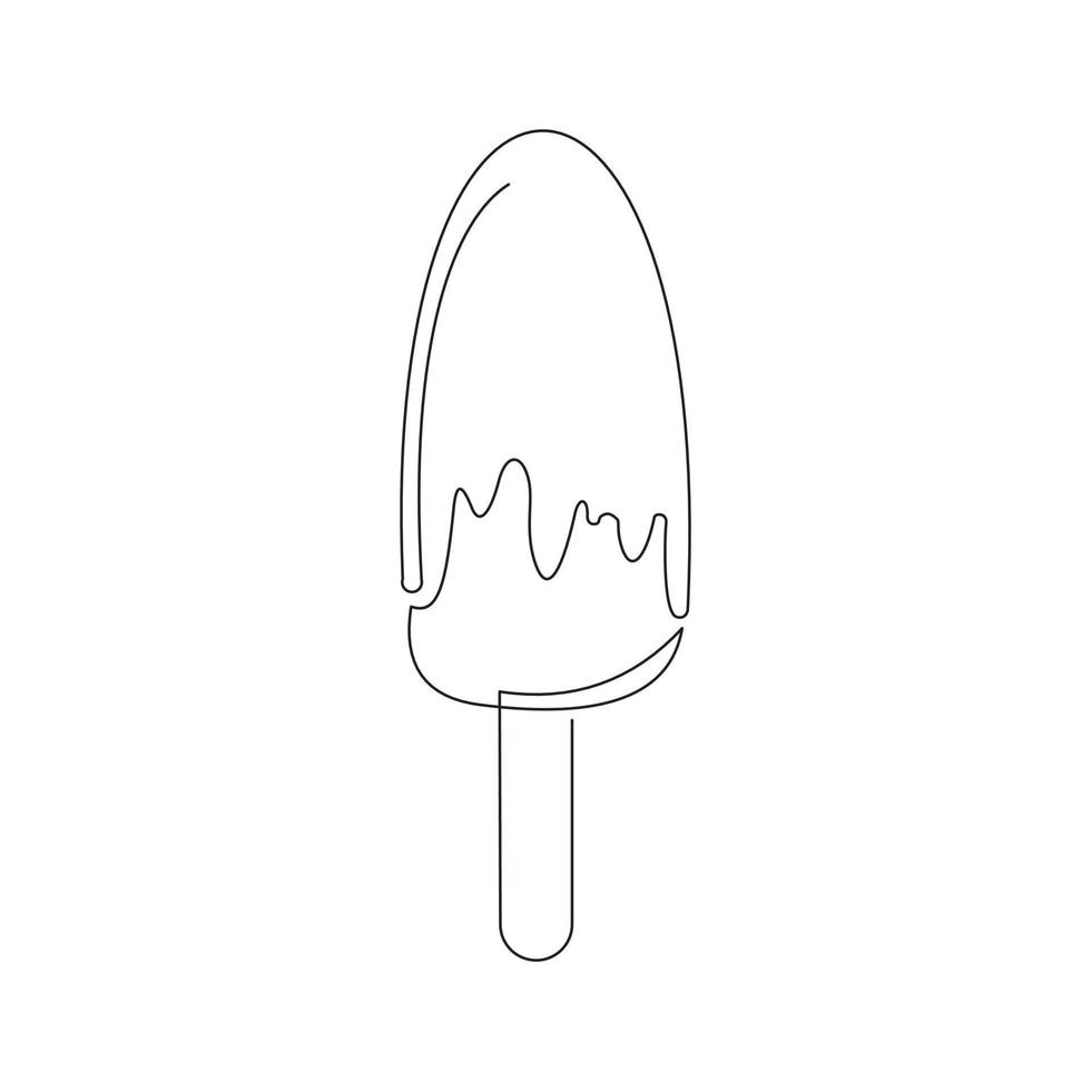 dibujo de línea continua de palo de helado fresco. arte de una sola línea de delicioso menú de comida de café helado dulce y jugoso. ilustración vectorial vector