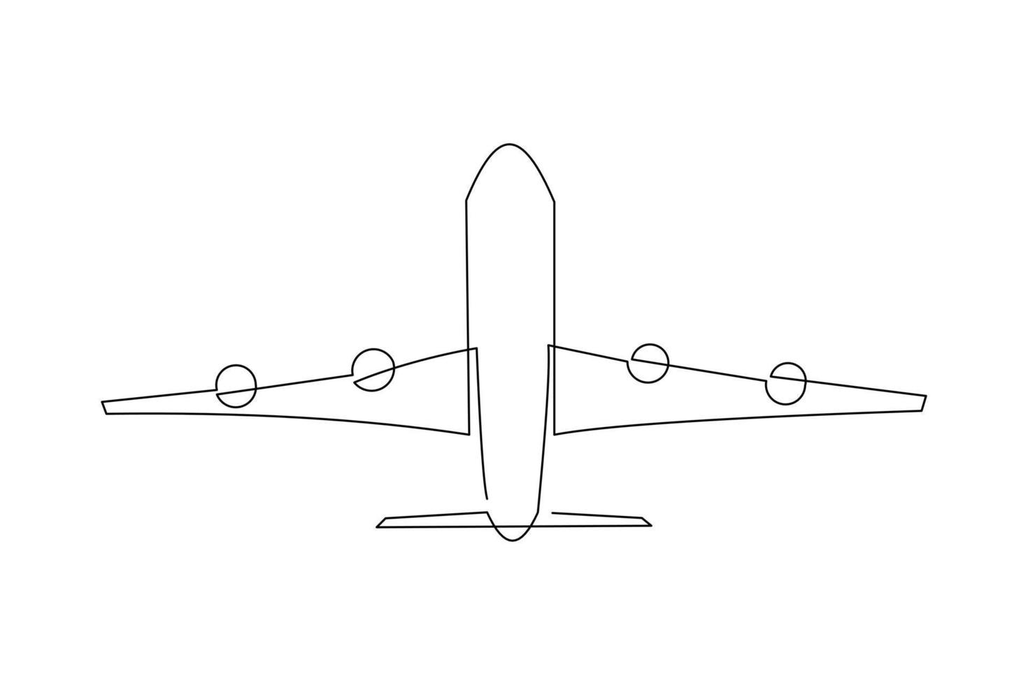 Continuous line drawing of flying airplane. Single one line art of jet plane aero modeling remote control. Vector illustration