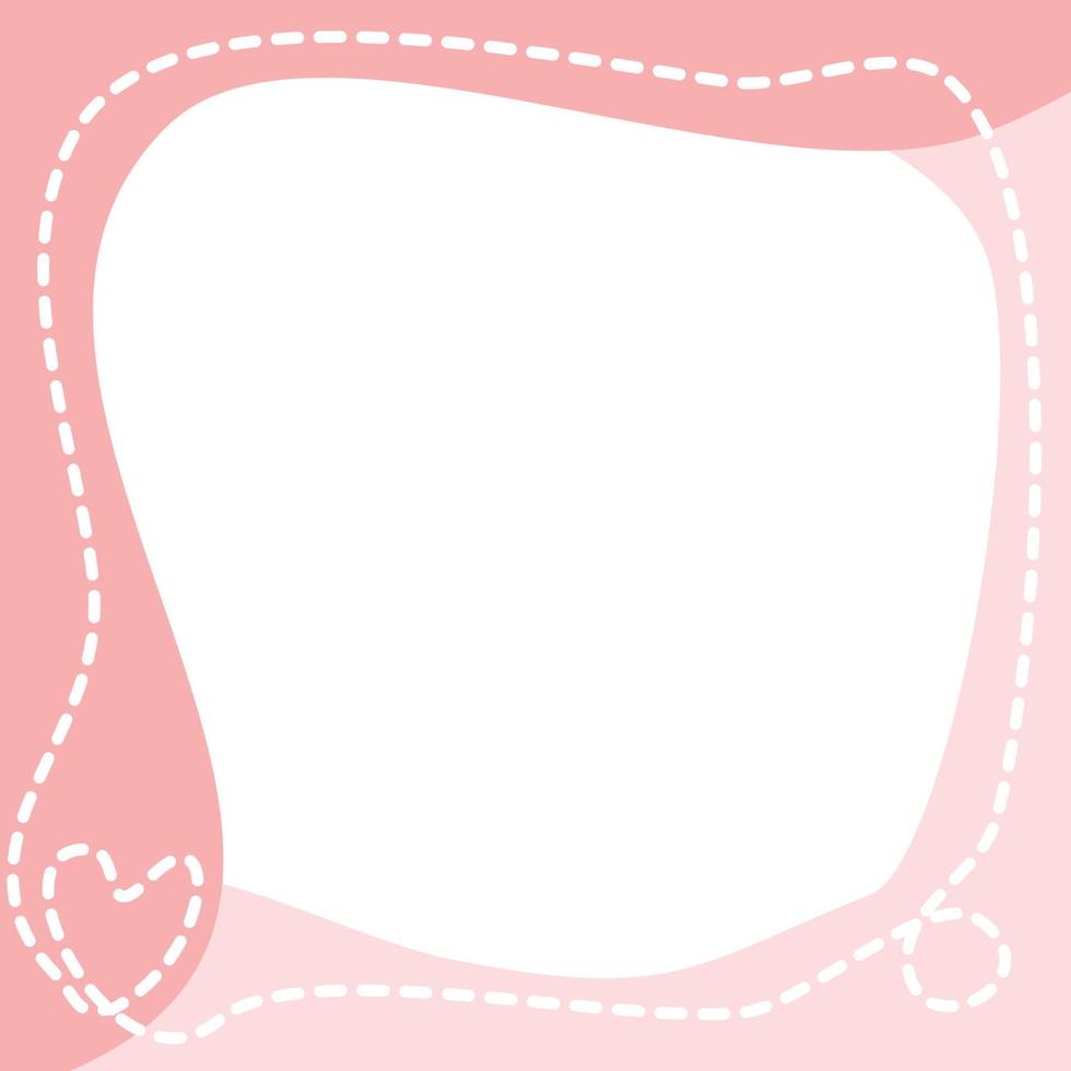 banner de plantilla de línea de corazón de punto de guión rosa claro pastel y blanco. vector