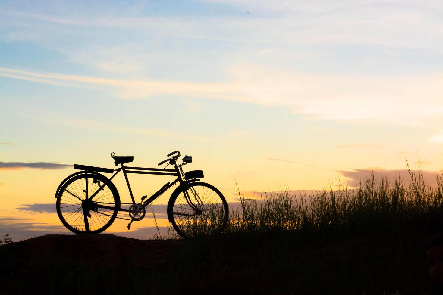 beautiful silhouette of bicycle photo