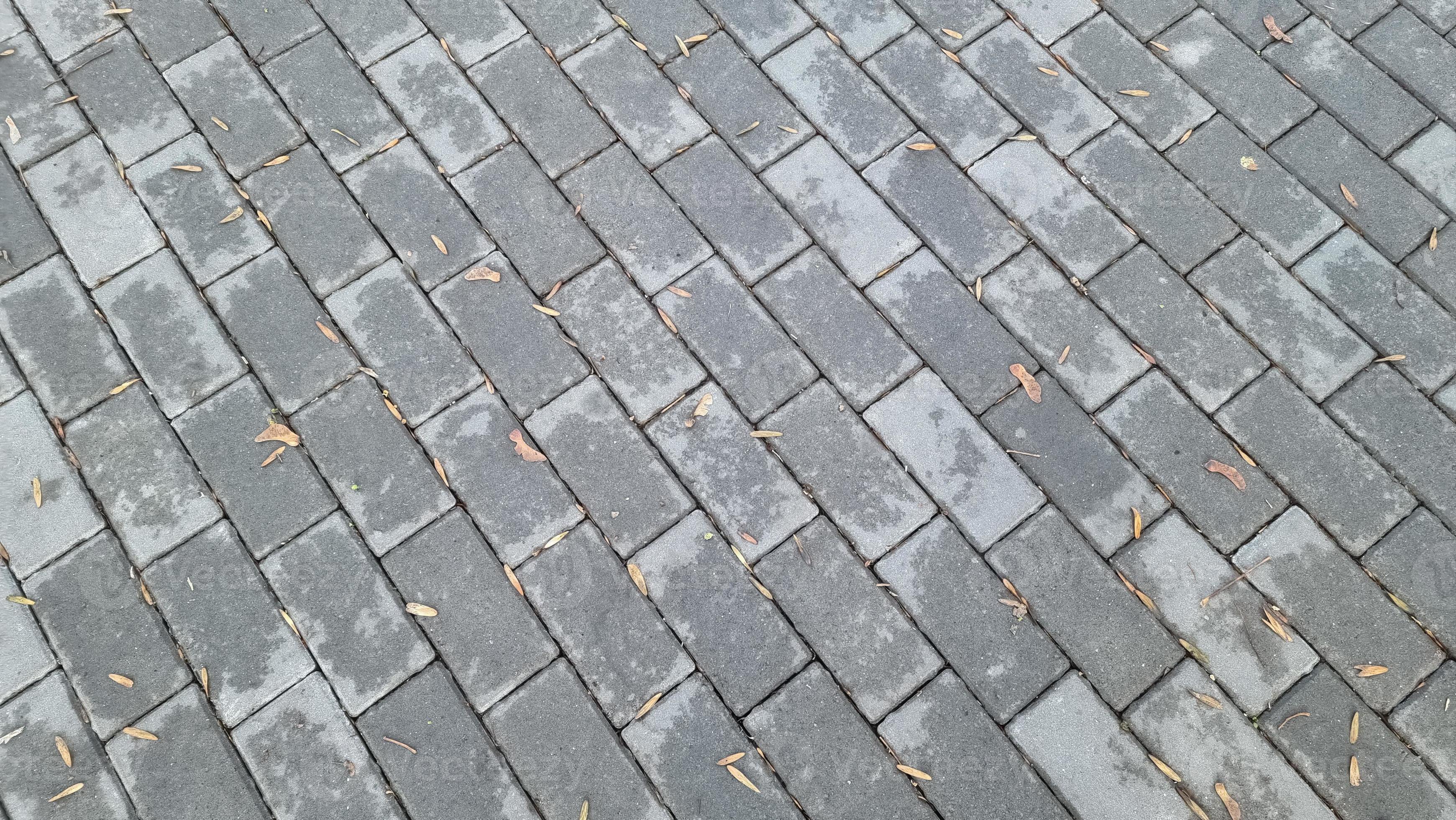 Gray wet paving slabs in the fall. View from above. 5300245 Stock