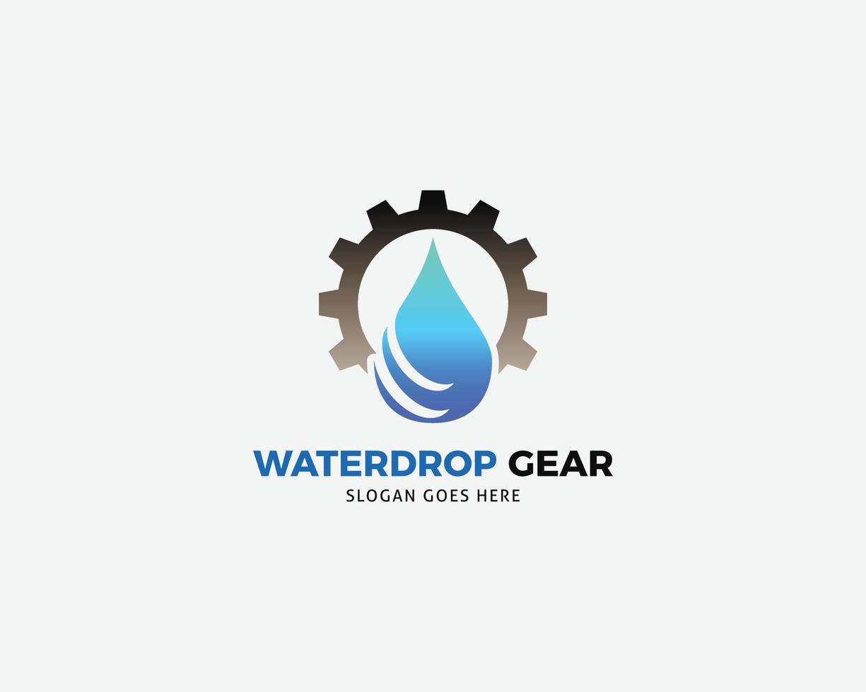 diseño de concepto de logotipo de engranaje de gota de agua vector