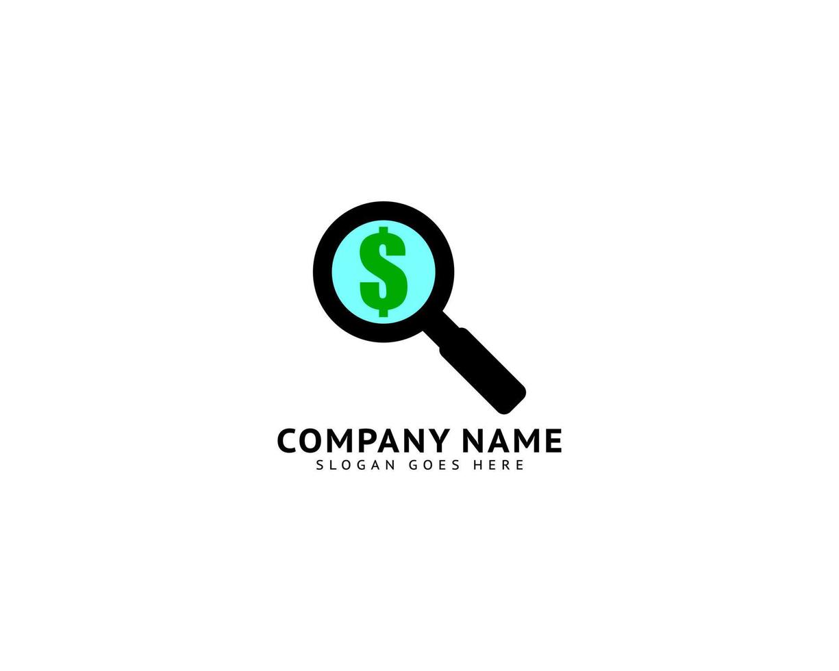 Magnifying Glass with Dollar Logo Template Design vector