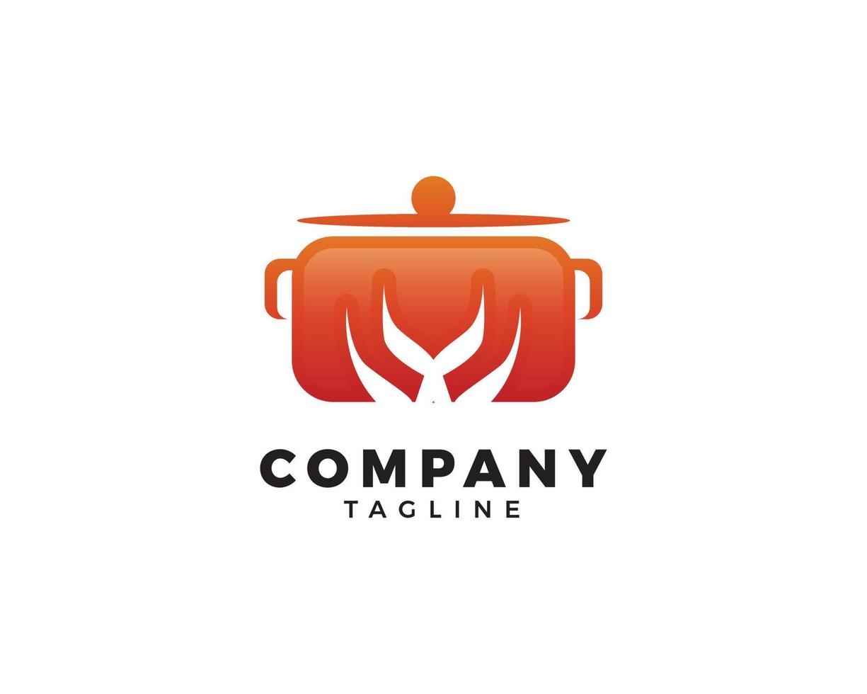 Hot pot kitchen catering restaurant culinary logo vector
