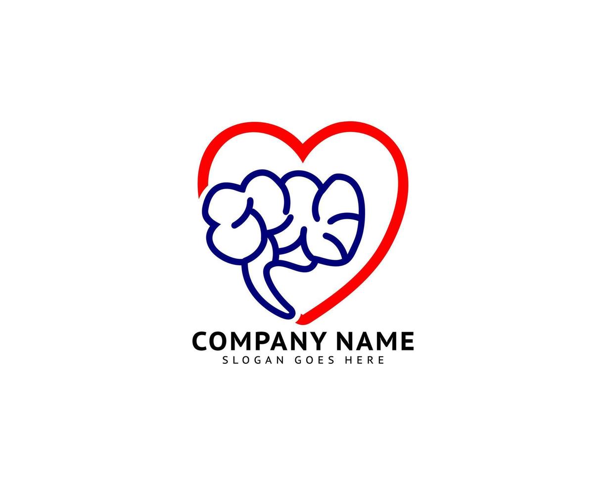 Heart and Brain Logo Design Vector Illustration