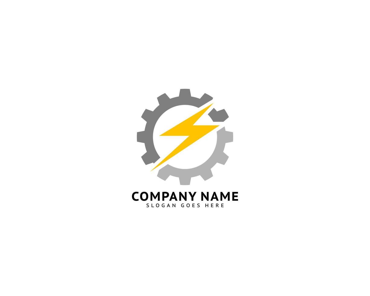 Lightning Gear Vector Logo Design Template, Gear and Lightning Design Logo Element