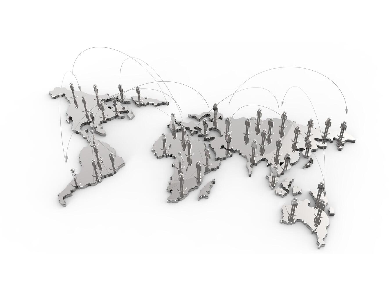 social network human 3d on world map photo