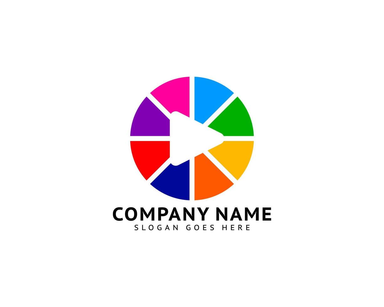 Colorful Play Logo Design Template, Video Circle Logo Design Template vector