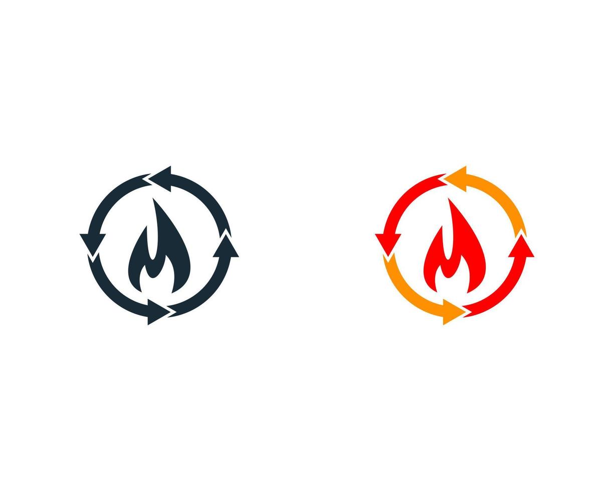 Fire Flame Circle Rotate Arrow Icon Design Template Elements vector