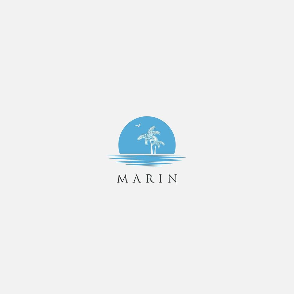 minimalist beach logo line art landscape backspace vector