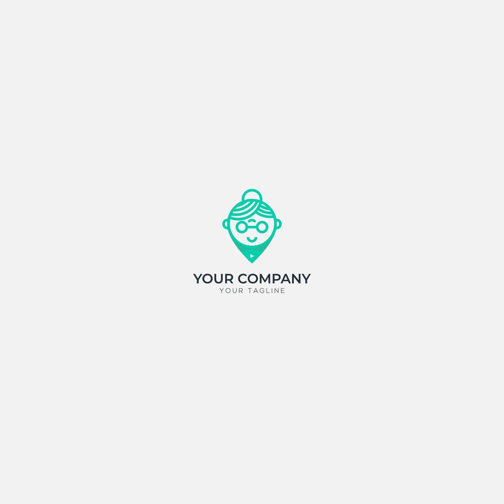 Pin Head and Grandma location logo vector